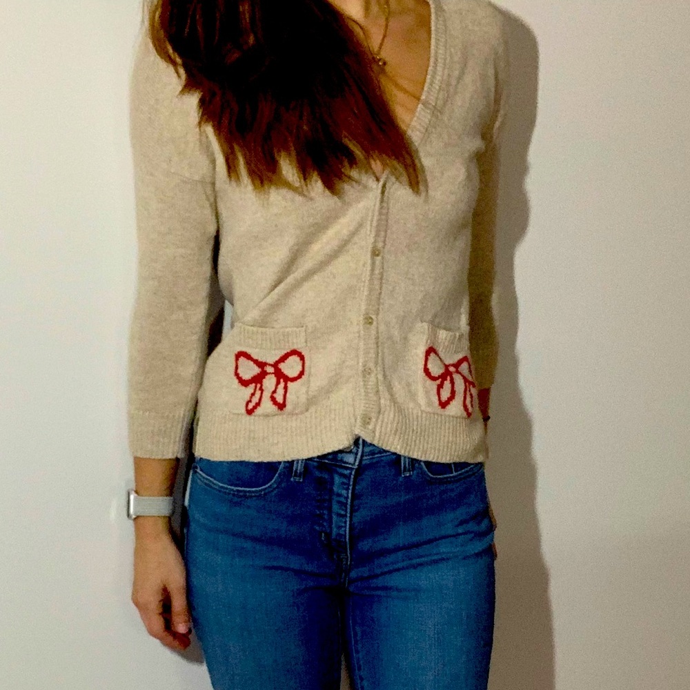 ZaraKnit beige button up cardigan with pockets